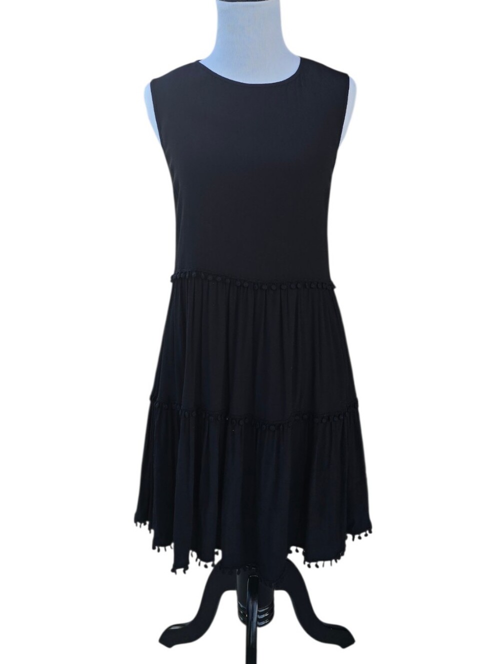 For Love And Lemons Black Tiered Mini Dress Size XS - Picture 2 of 8